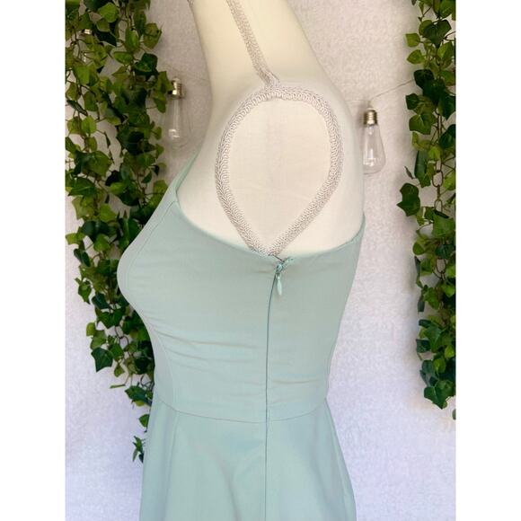 TCEC Green Pastel One Sleeve Ruffle Asymmetrical Mini Dress Women's Size Small - Picture 5 of 10